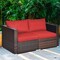 Costway 4PCS Patio Rattan Corner Sofa Sectional Furniture SetBlue\Beige\Navy Cushion